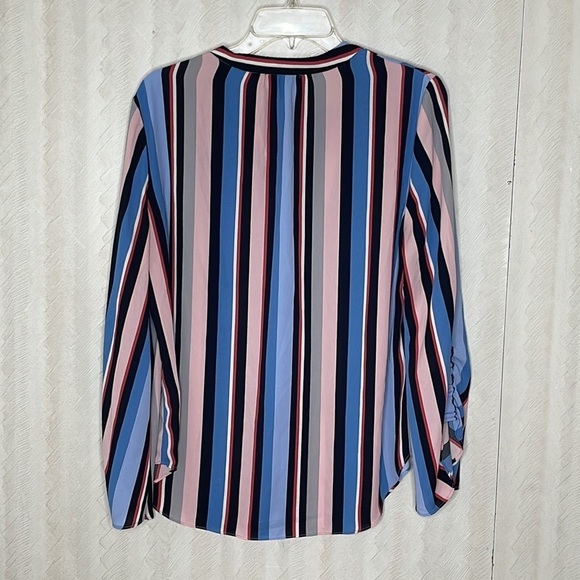 Tahari Women's Striped Blouse - Blue and White - Picture 4 of 5